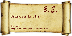 Brindza Ervin névjegykártya